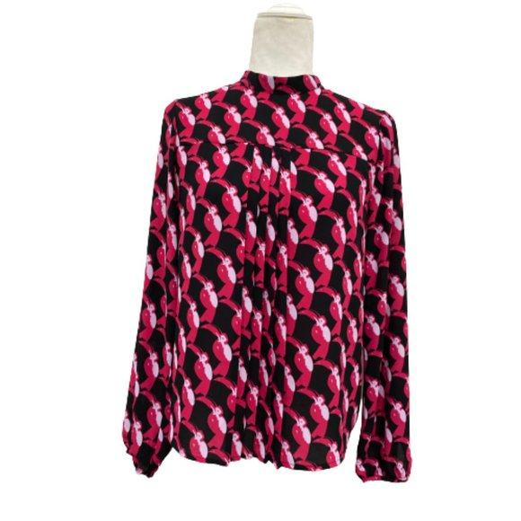 Avec Les Filles Tops - Avec les Filles Pink & Black Animal Print Blouse NWOT Size XS